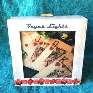 Pokercards Graphic Vegas Lights Shadow Box Lamp